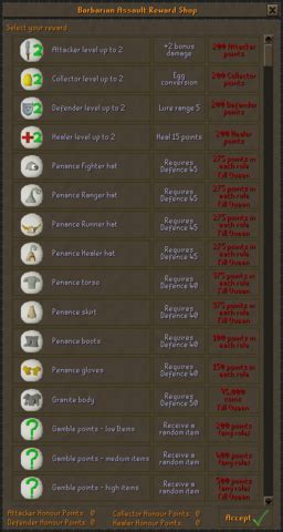 barbarian assault rewards osrs